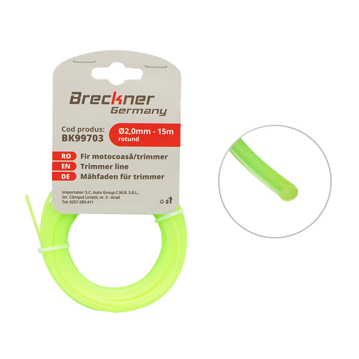 Fűkasza damil, kerek 2 mm x 15 m Breckner Germany