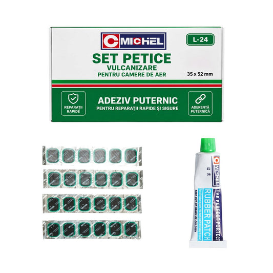 24 darabos ovális gumifolt szett 35x52mm + 1 db 20ml ragasztó tubus légumlőkhöz L-24 Michel