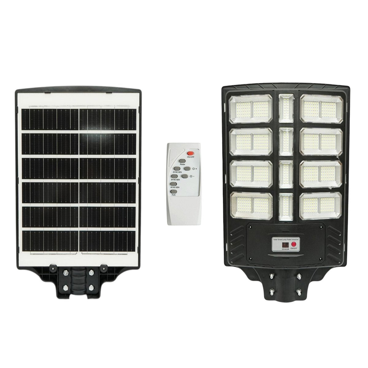 Napelemes LED közvilágítási lámpa 500W 15W napelem panellel, 15000mAh akkumulátor, mozgásérzékelő, távirányító, oszlopra szerelhető IP66 Breckner Germany