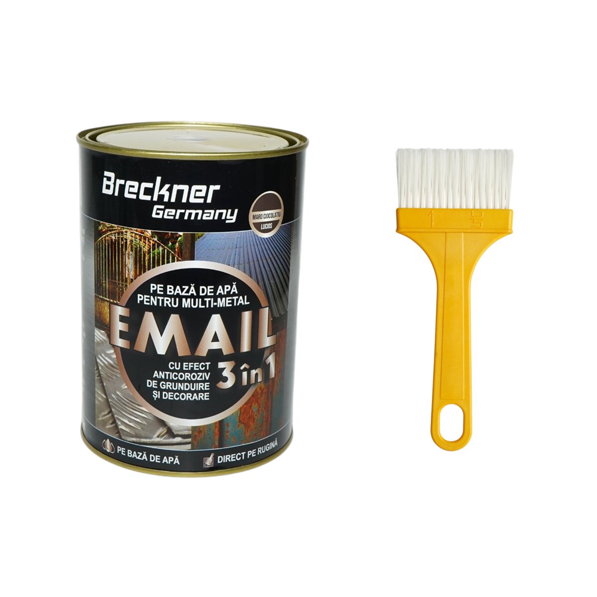 Breckner Germany 3 in 1 rozsdagátló zománc festék csokoládébarna fényes fém felületekhez 2kg, közvetlenül a rozsdára, vízalapú