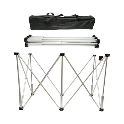 Összecsukható harmonika munkaasztal 6 lábbal, alumínium vázzal 116x61x72cm