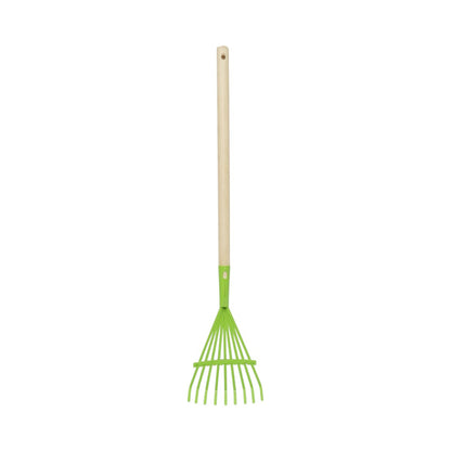 Breckner Germany fém levelseprű 9 fogú, fa nyéllel 510mm, teljes hossz 700mm