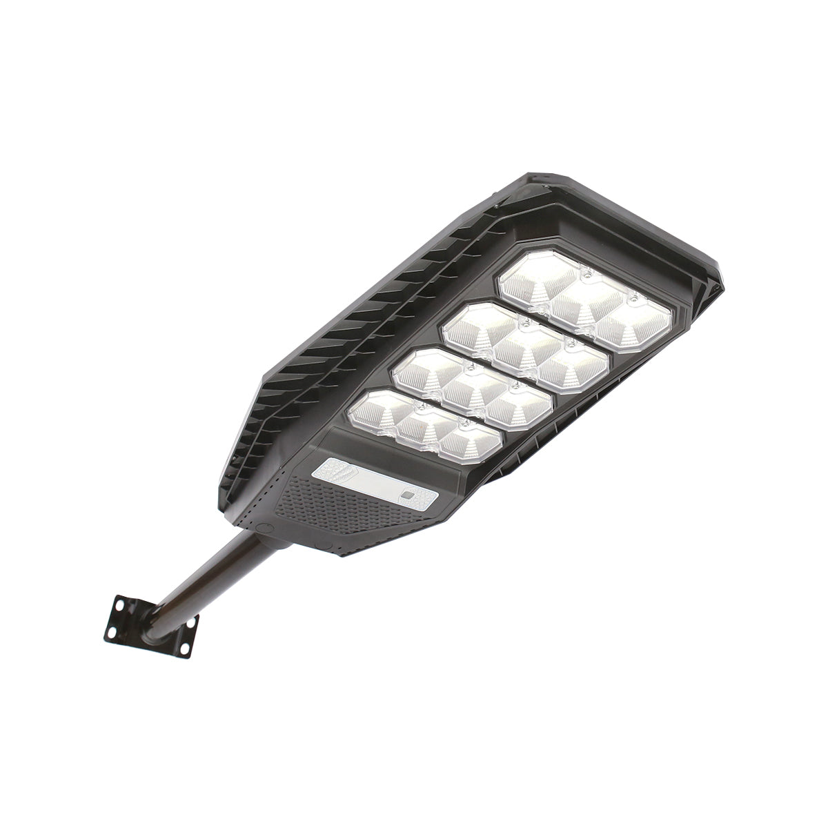 Napelemes LED-es közvilágítási lámpa 200W, 6500K, IP65, napelemmel, mozgásérzékelővel és oszlopra szerelhető Breckner Germany