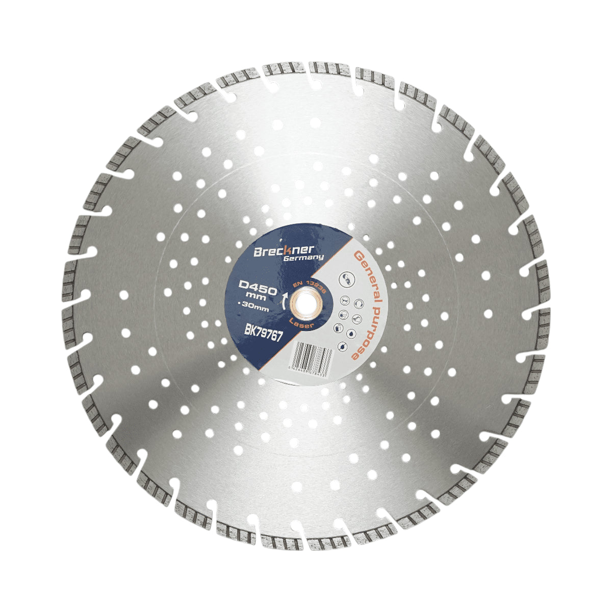 Turbó szegmentált gyémánt szegmentált tárcsa 450x30mm, szegmens 10mm vasbetonhoz, járdalapokhoz, betontömbökhöz, kemény kőhöz Breckner Germany