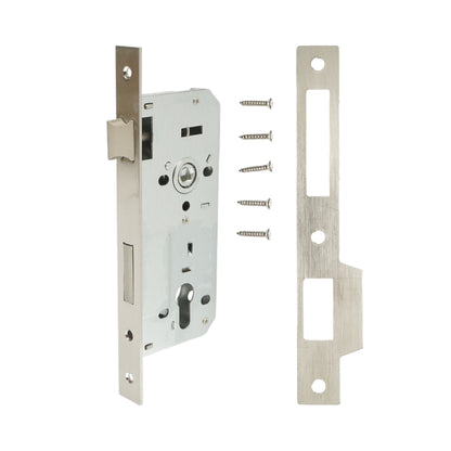 Beépített ajtózár nyelvvel 73x177mm, előlap 23x240mm, szatén nikkel, csavarok mellékelve