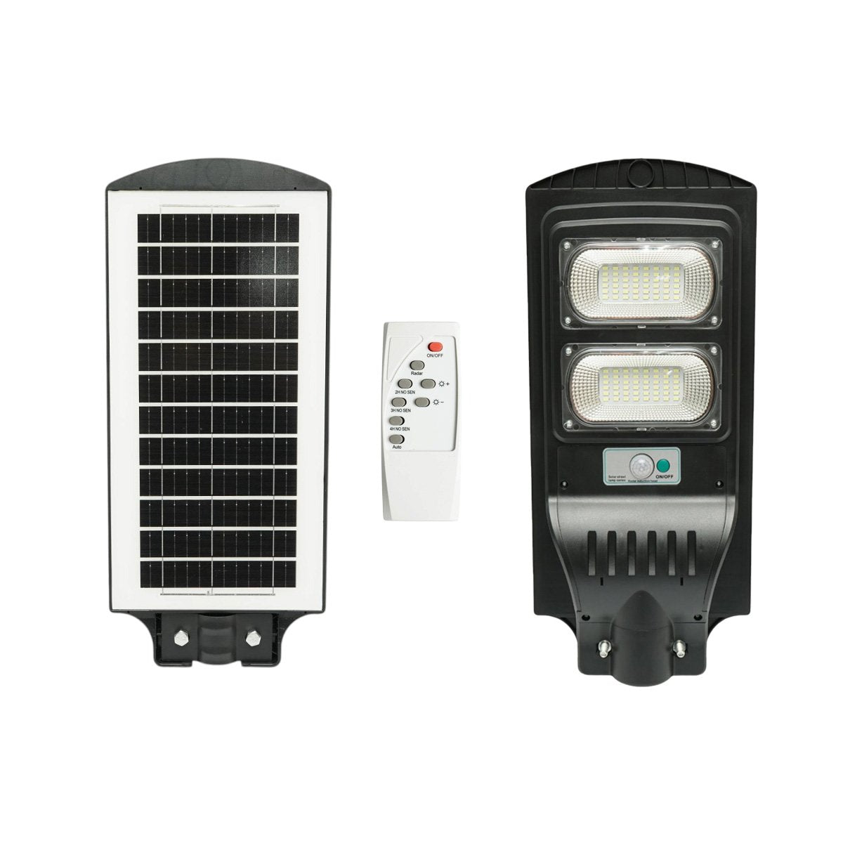 Napelemes LED közvilágítási lámpa 100W 12W-os napelem panellel, 8000mAh akkumulátor, mozgásérzékelő, távirányító, oszlopra szerelhető IP65 Breckner Germany