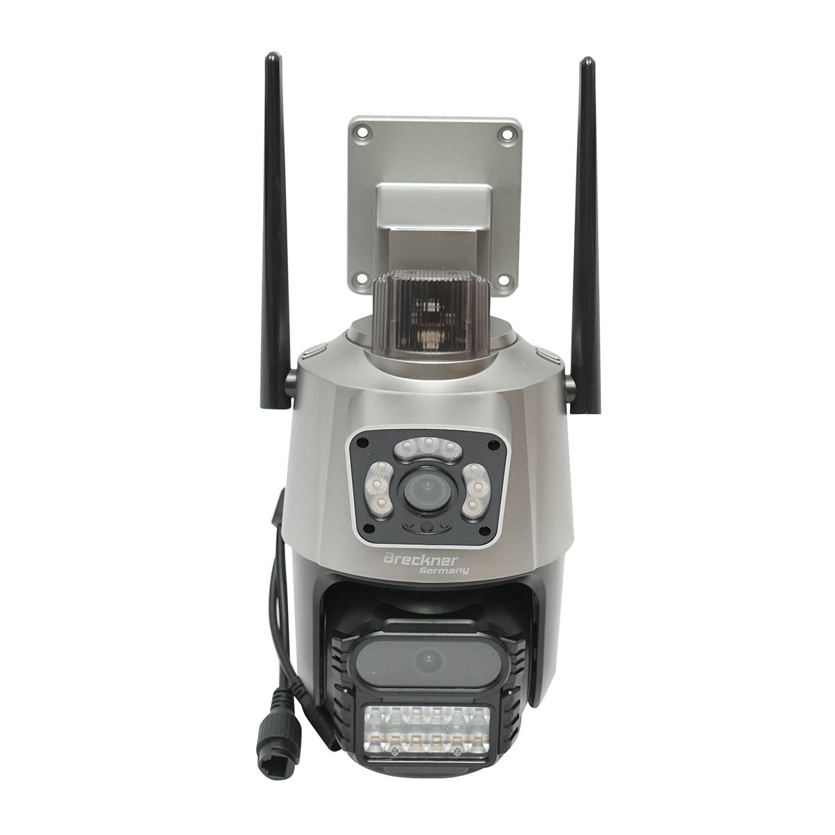6 MP-es kettős objektíves megfigyelő kamera, P2P WIFI 2.4G, 360 fokos PTZ forgatás mozgásérzékelővel, szirénával, emberérzékeléssel és iCSee alkalmazással.