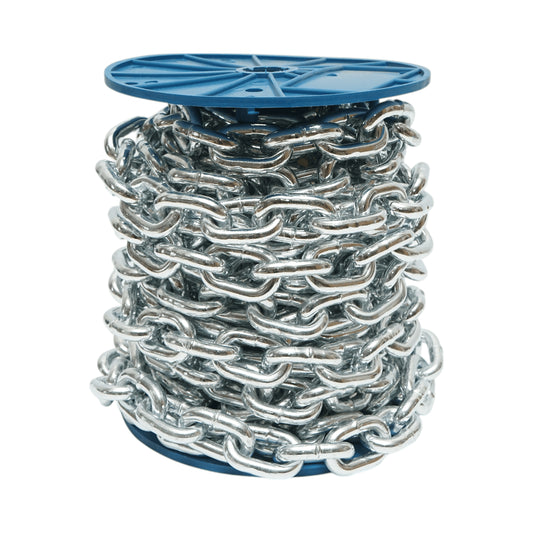 Galvanizált lánc 10x28.5x33.5mm DIN766 10m/tekercs műanyag dob