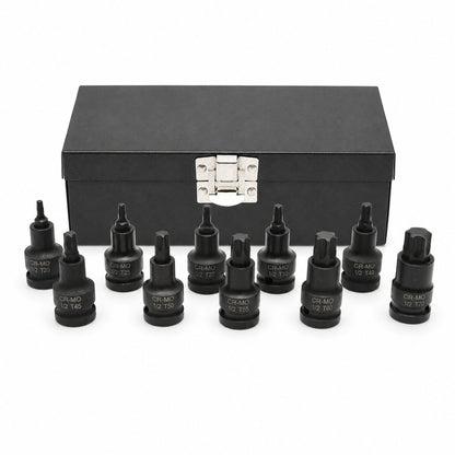 Breckner Germany 10 részes ütvecsavarozó bitkészlet Torx bitekkel, T20–T70, 1/2”, Cr-Mo
