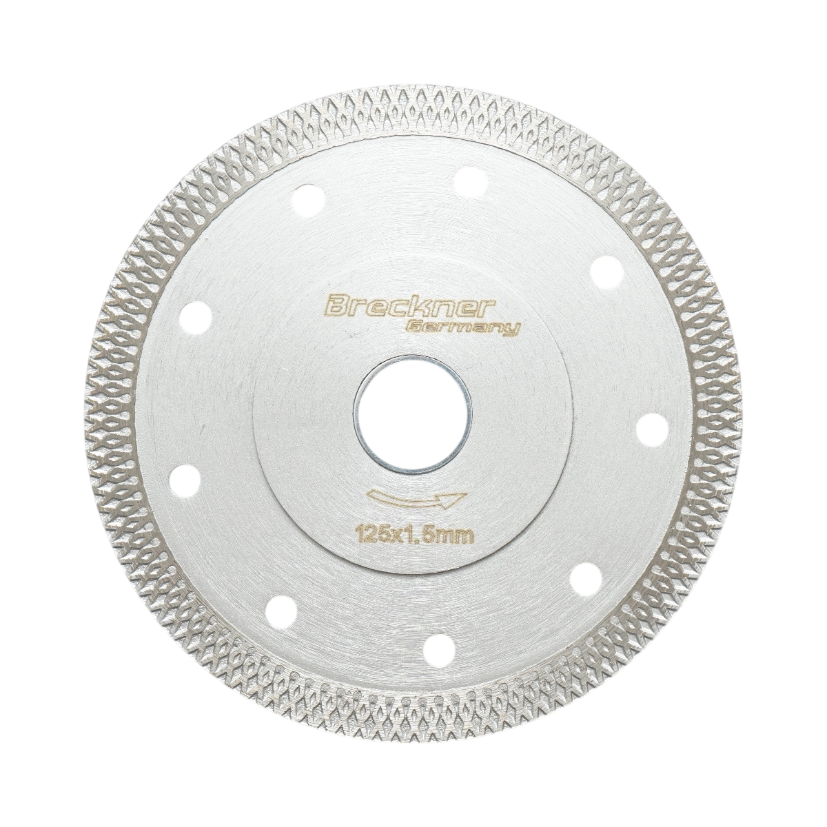 Gyémánt korong turbo folyamatos 125x1.5x22.23mm, nedves/száraz vágás kemény kerámia, gres, csempe Breckner Germany
