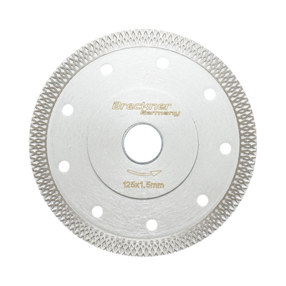 Gyémánt korong turbo folyamatos 125x1.5x22.23mm, nedves/száraz vágás kemény kerámia, gres, csempe Breckner Germany