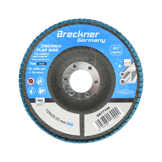 Cirkónium-dioxid csiszolókorong rozsdamentes acél polírozásához P60, 125mm Breckner Germany