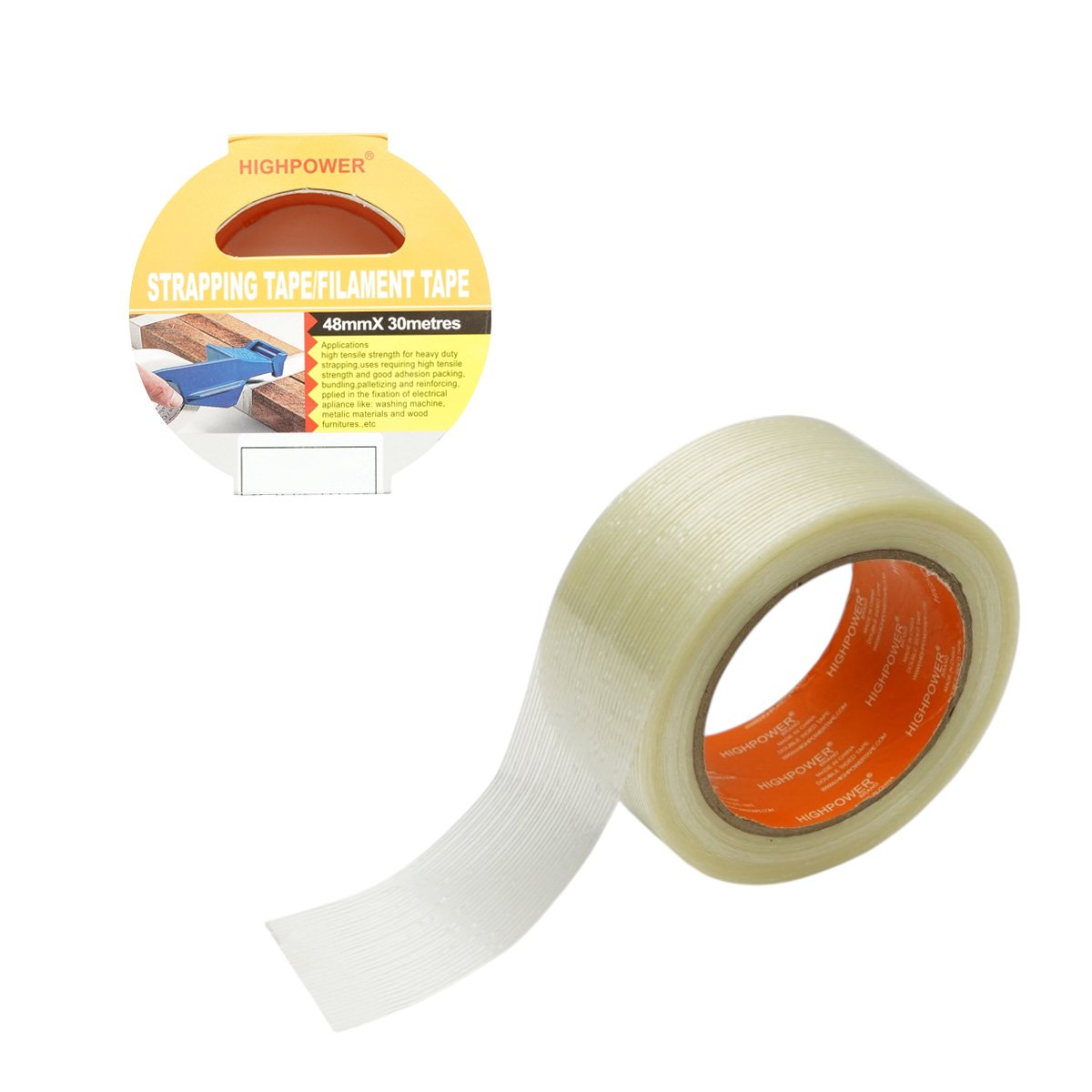 HighPower 48mm x 30m szálasított erősített ragasztószalag csomagoláshoz