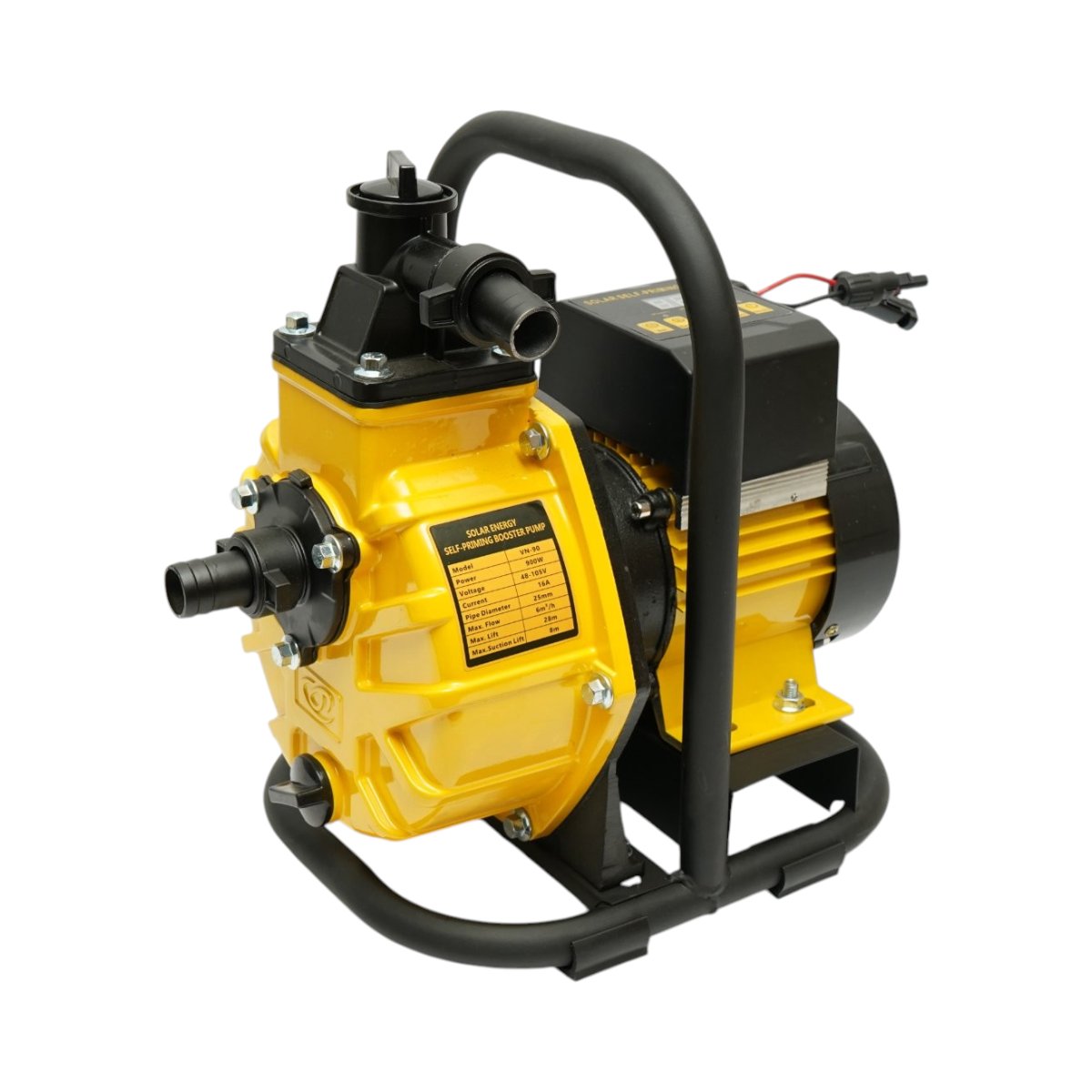 Napelemes önfelszívó automata booster vízpumpa 900W, 48-105V, 1 col, 6 m3/h teljesítmény, 8m szívómélység, 28m szivattyúzási magasság öntözéshez