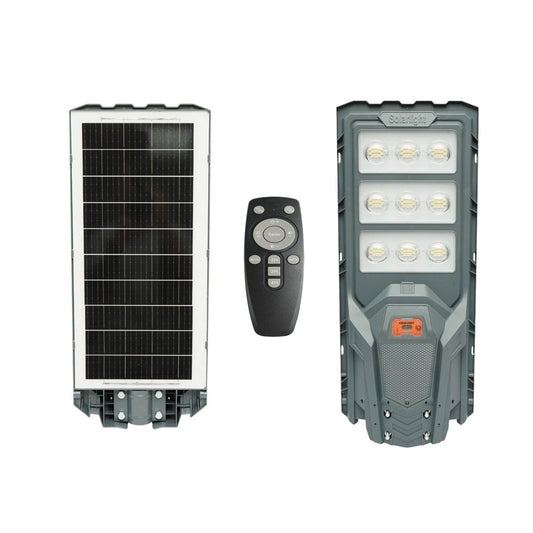 Napelemes LED közvilágítási lámpa 300W 20W-os napelem panellel, 15000mAh akkumulátor, mozgásérzékelő, távirányító, oszlopra szerelhető IP65 Breckner Germany