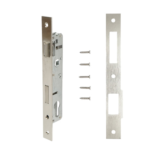 Beépített ajtózár nyelvvel 34x174mm, előlap 23x240mm, szatén nikkel, csavarok mellékelve