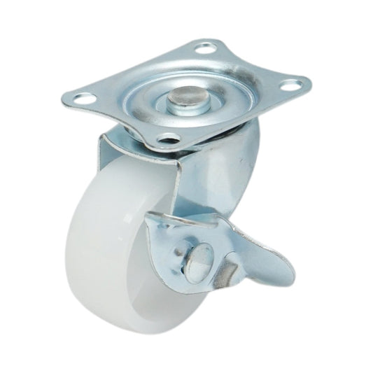 Forgó kerék 40x17mm fékezéssel, fehér polipropilén, acél lemez 45x38mm 20kg