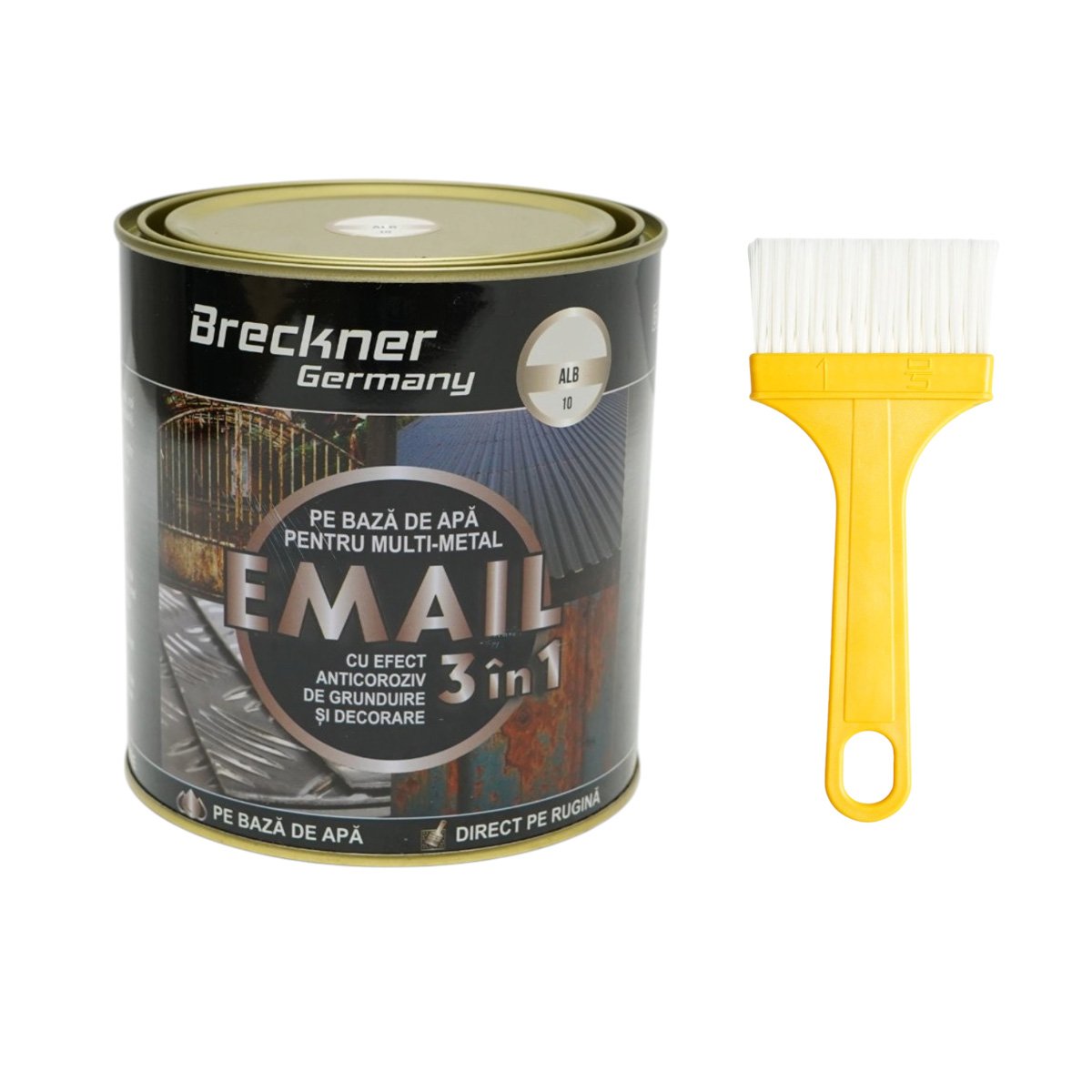 Breckner Germany 3 az 1-ben rozsdagátló email festék fehér 10 fémhez 750g, közvetlenül a rozsdára, vízalapú