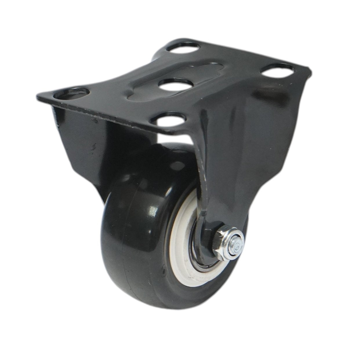 Rögzített kerék 50x24mm fék nélkül, fekete PVC, acél lemez 72x52mm 40kg