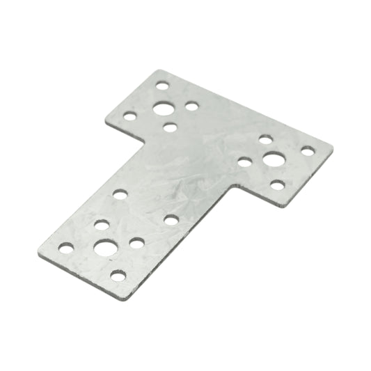 T típusú csatlakozóelem 80x68x38mm, vastagság 2,5mm, horganyzott acélból