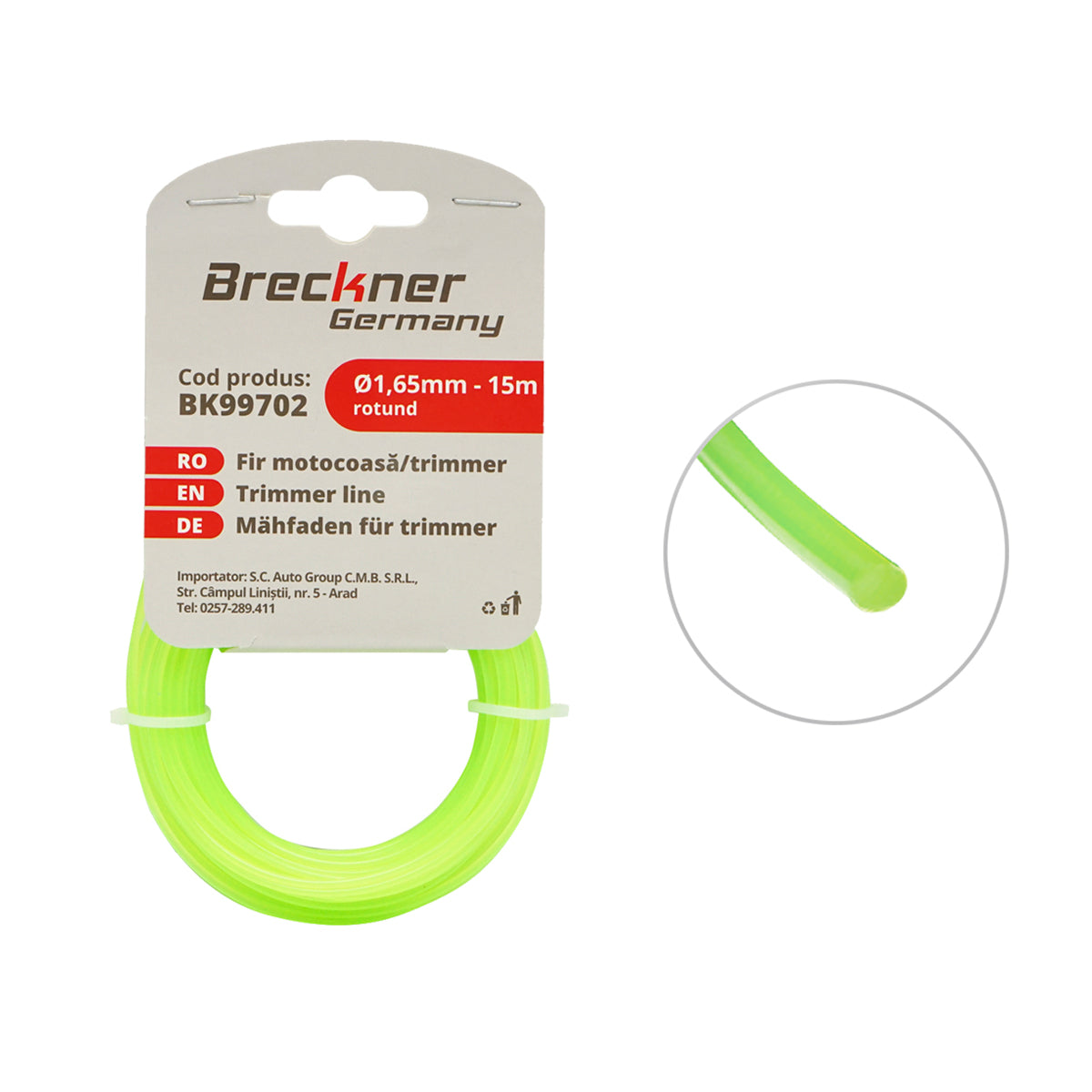 Fűkasza damil, kerek 1,65 mm x 15 m Breckner Germany