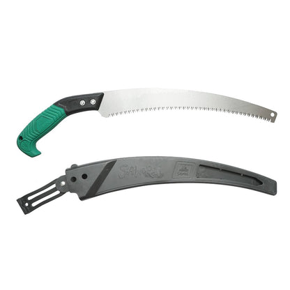 Kerti kézifűrész 350mm, védőburkolat, hajlított acél penge, TPR markolat