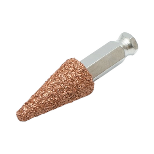 Csiszolókő polírozó abrazív kúpos 19x40mm, szemcseméret K36, hatszögletű szár 3/8 inch