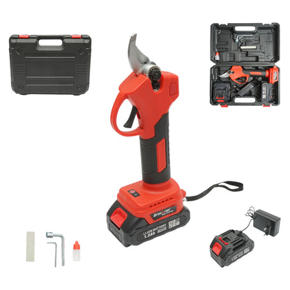Breckner Germany 36V elektromos kerti olló 2 db 1.5Ah Li-Ion akkumulátorral, 100W, vágási átmérő 0-25mm, biztonsági gomb