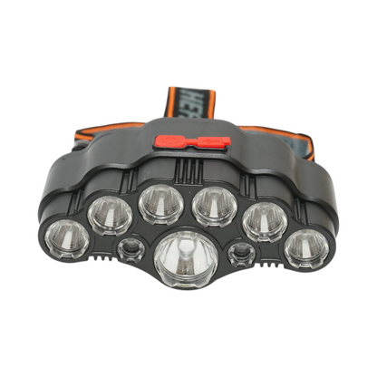 Fejlámpa 9 LED-del, 4 világítási móddal, USB újratölthető