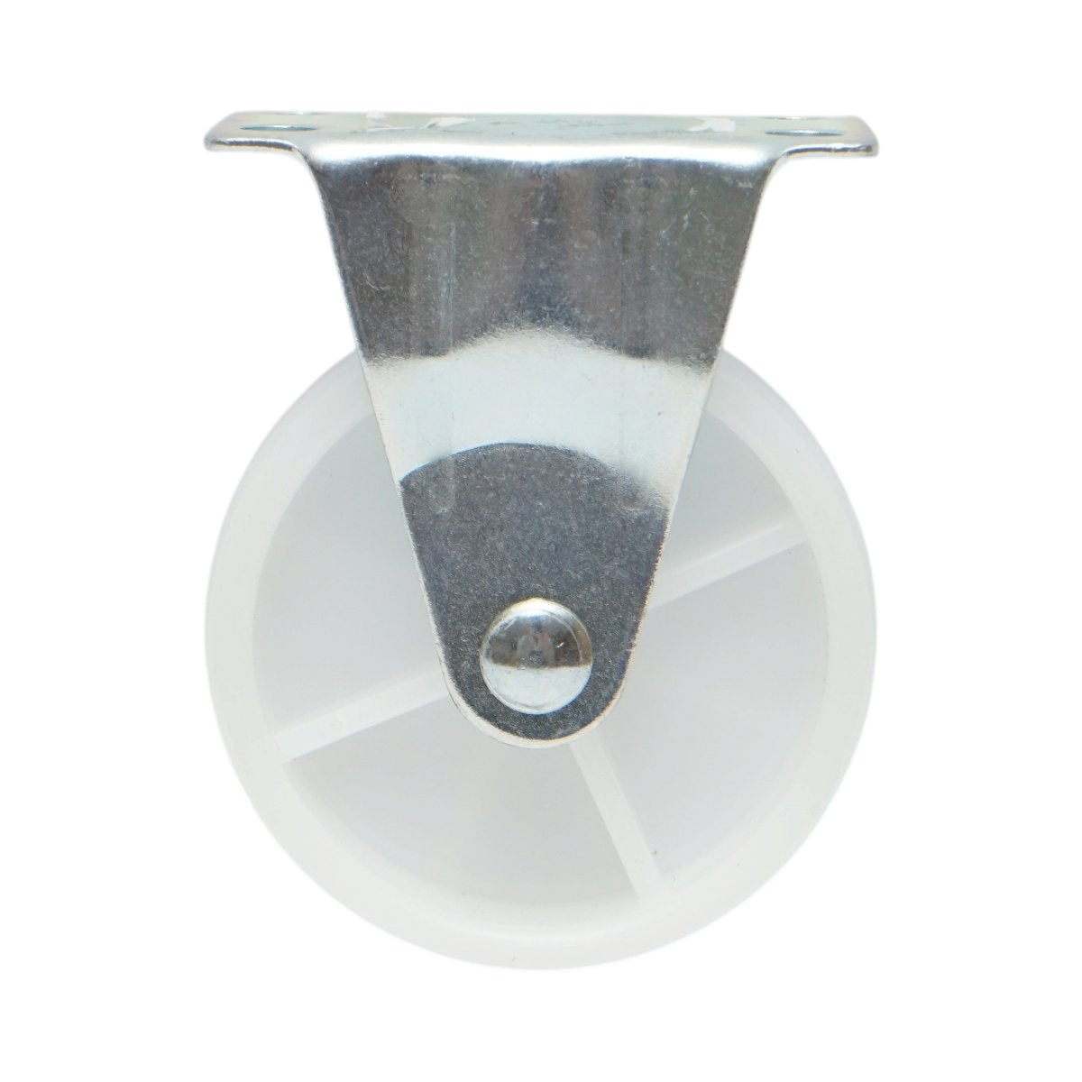 Rögzített kerék 73x25mm fék nélkül, fehér polipropilén, acél lemez 70x44mm 45kg