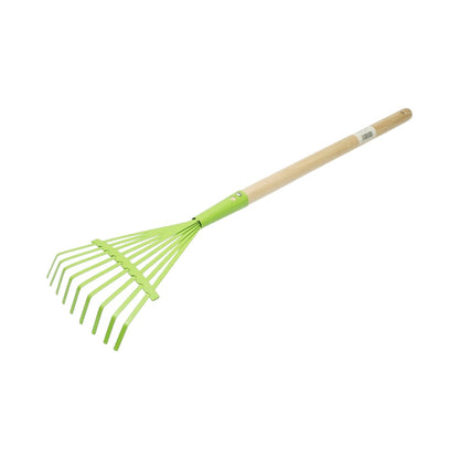 Breckner Germany fém levelseprű 9 fogú, fa nyéllel 510mm, teljes hossz 700mm