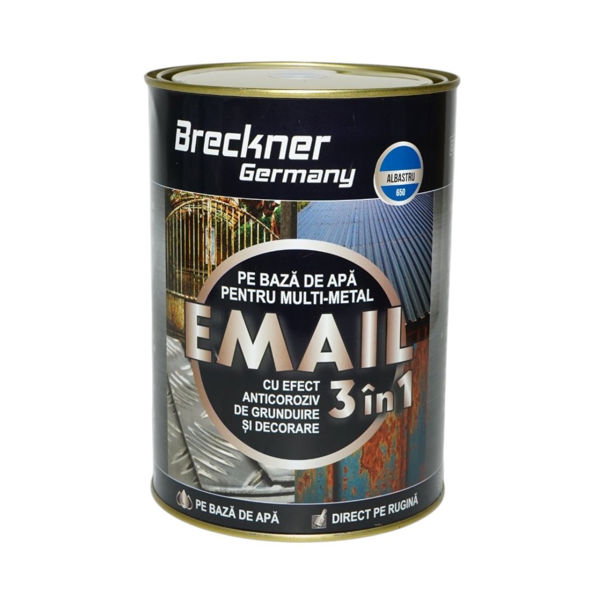 Breckner Germany 3 in 1 korrózióálló zománcfesték kék 650 fémhez 2kg, közvetlenül a rozsdára, vízalapú