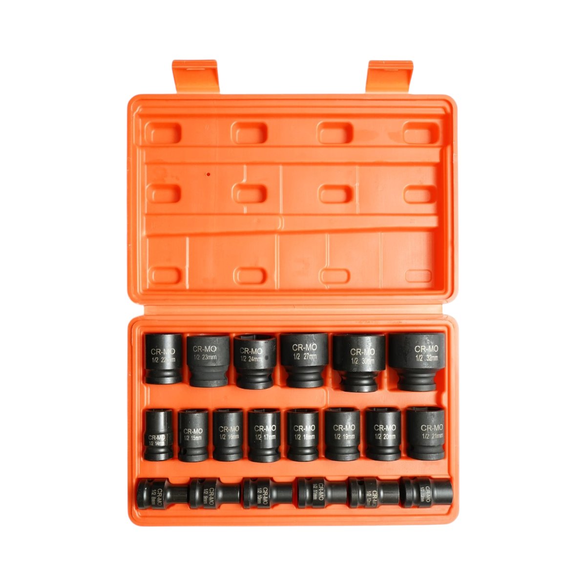 Breckner Germany 8-32mm rövid ütőkulcs készlet, Ütődugókulcs készlet 1/2 inch négyzet Cr-Mo 20 darab
