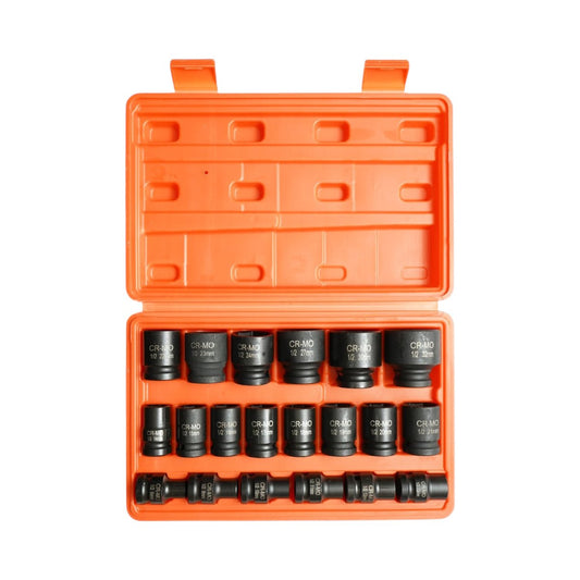 Breckner Germany 8-32mm rövid ütőkulcs készlet, Ütődugókulcs készlet 1/2 inch négyzet Cr-Mo 20 darab
