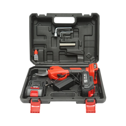 Breckner Germany 36V elektromos kerti olló 2 db 1.5Ah Li-Ion akkumulátorral, 100W, vágási átmérő 0-25mm, biztonsági gomb