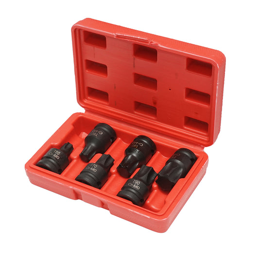 T55-T100 Torx ütvecsavaros dugókulcs-készlet, négyzet alakú 1/2 hüvelyk 6 darab