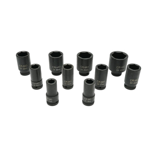 Breckner Germany dugókulcskészlet hosszú 17-46mm, 3/4 inch négyzet Cr-Mo 10 darab