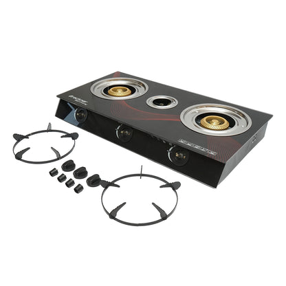 tűzhely, 3 égős öntöttvas tűzhely 2.5KW, biztonsági üveg 700x380x94mm Breckner Germany