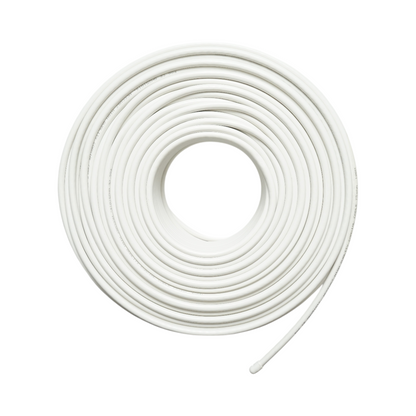 RG6 CCS koaxiális kábel 1.02mm, 75 Ohm, FPE hab Al/PET fólia árnyékolás 32x0.12mm sodronnyal, fehér PVC 100m/tekercs