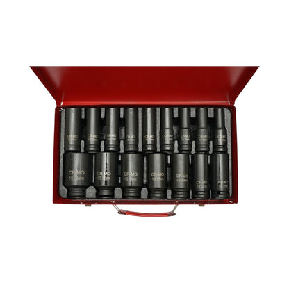 Breckner Germany hosszú dugókulcs készlet 10-36mm, 1/2 inch négyzet Cr-Mo 16 darab
