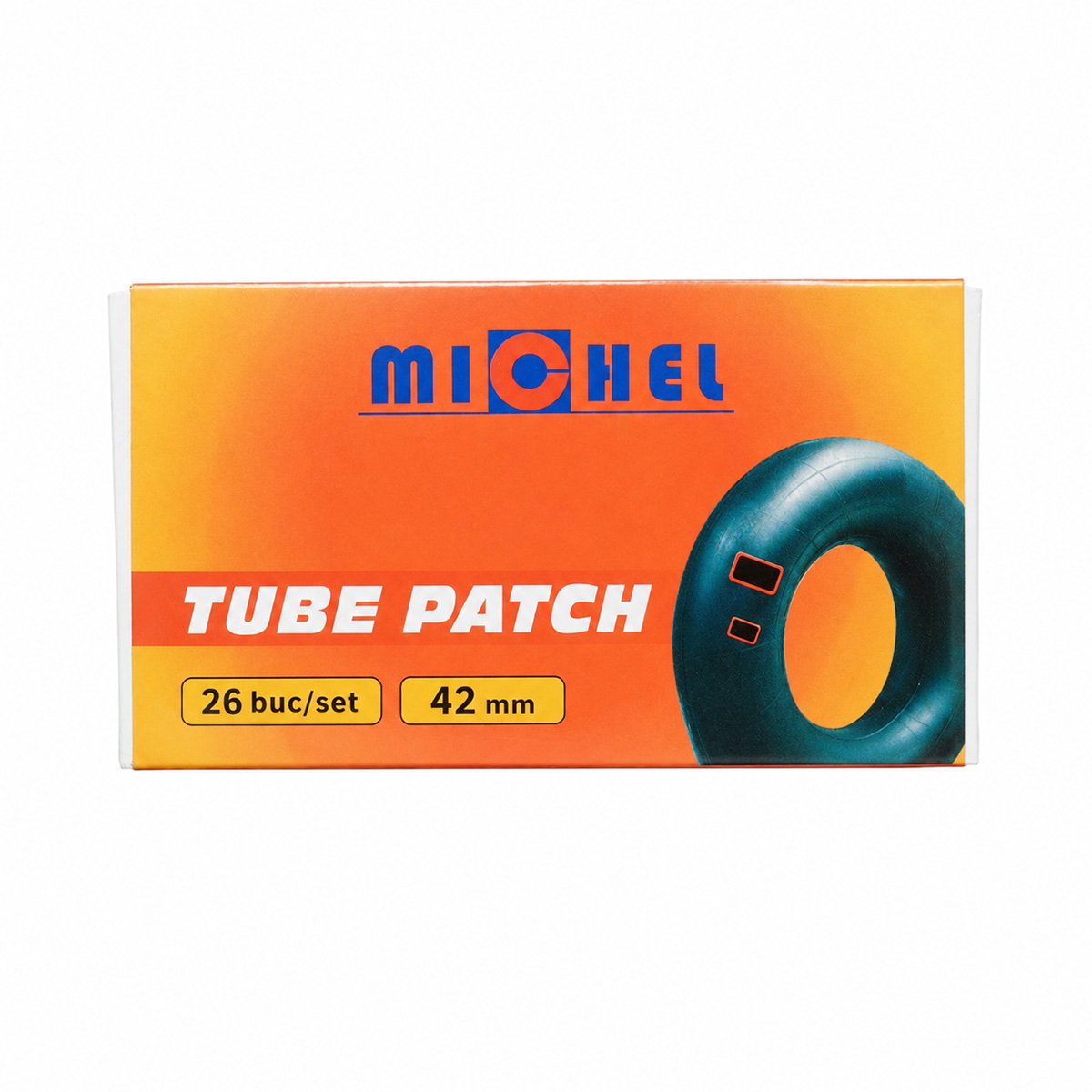 26 darabos 42mm-es kerek vulkanizálási folt szett + 1 db 20ml-es ragasztó tubus Michel légkamrához