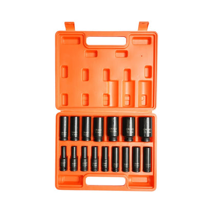 Breckner Germany hosszú ütőkulcs készlet, Ütődugókulcs készlet 10-32mm, 1/2 inch négyzet Cr-Mo 16 darab
