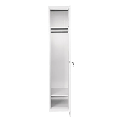 Fém dupla fém dupla fém gardróbszekrény szekrény szürke, biztonsági ajtóval, 2 polccal, rúddal, tükörrel és szellőzővel 1800x450x380mm Breckner Germany