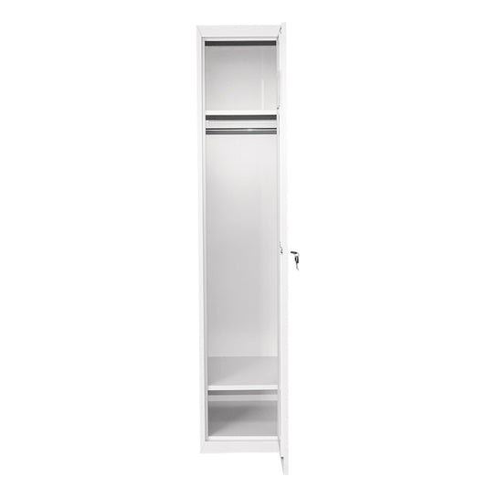 Fém dupla fém dupla fém gardróbszekrény szekrény szürke, biztonsági ajtóval, 2 polccal, rúddal, tükörrel és szellőzővel 1800x450x380mm Breckner Germany