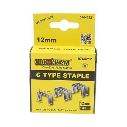 C típusú fém kapcsok 1.2x11.3x12mm 1000 db/készlet Crownman