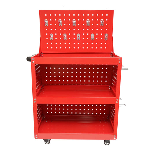 Kerekes fém kocsi 3 polccal és szerszámtartóval ellátott panellel 660x360x1080mm