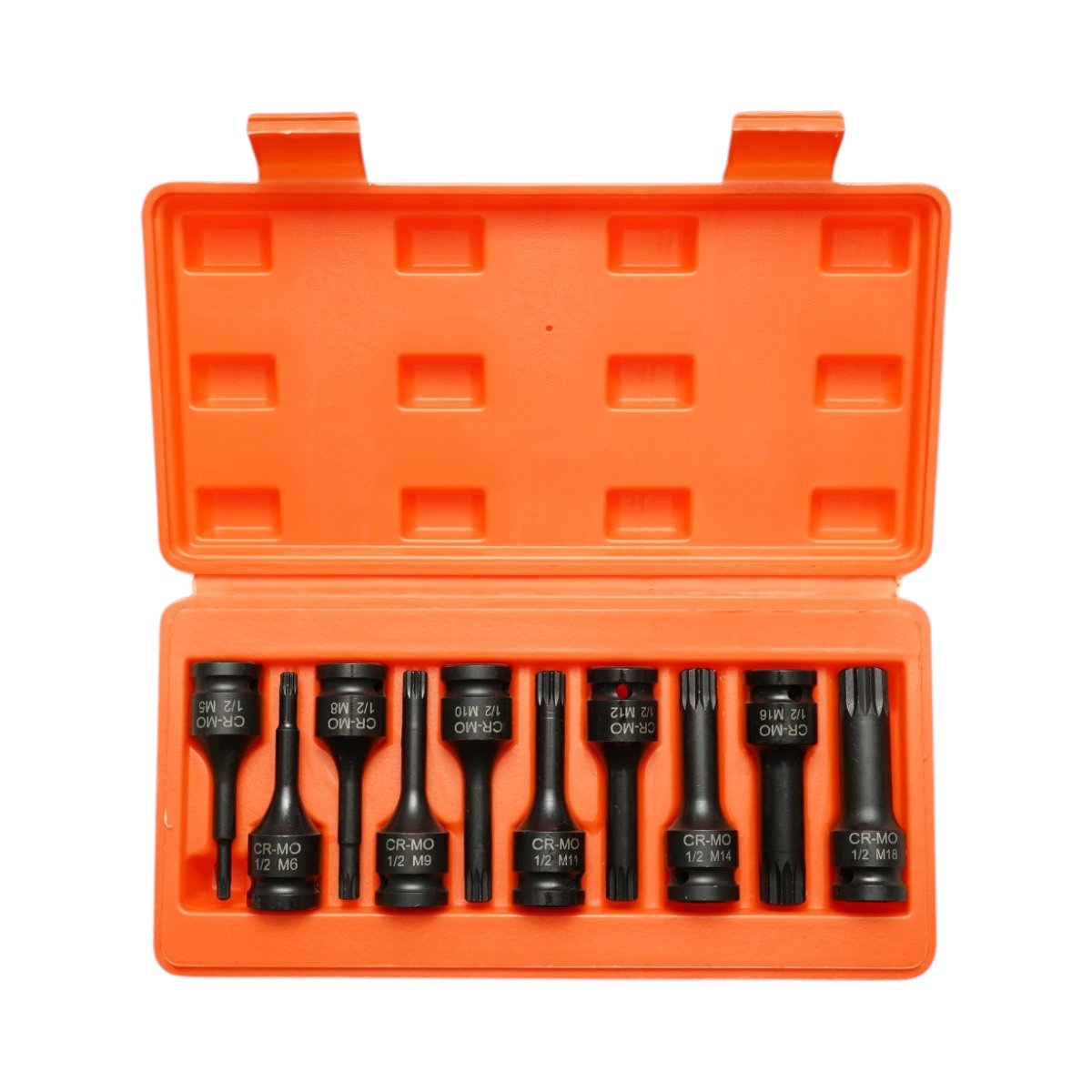 Breckner Germany spline XZN M5-M18 csőkulcs készlet, 1/2 inch négyzet Cr-Mo 10 darab