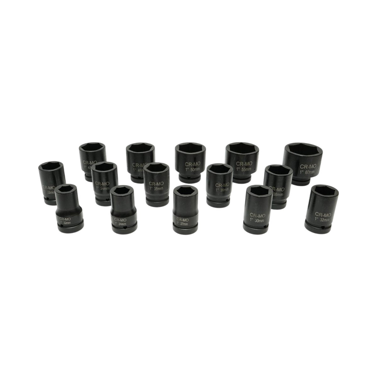 Breckner Germany 15 részes hosszú södrönycső kulcs készlet Ütődugókulcs készlet,  22-60mm, 1 inch négyzet Cr-Mo ütőkamiont