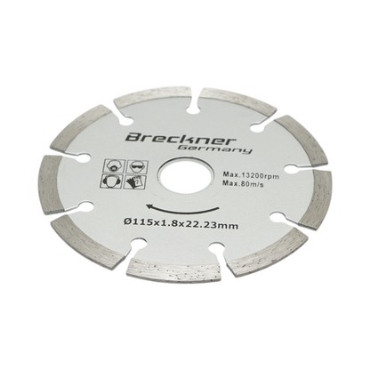 Szegmentált gyémánt vágótárcsa 115x1.8x22.23mm, száraz vágás betonhoz, kőhöz, téglához Breckner Germany