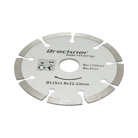 Szegmentált gyémánt vágótárcsa 115x1.8x22.23mm, száraz vágás betonhoz, kőhöz, téglához Breckner Germany
